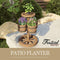 Festival Depot Rustic Outdoor Patio Furniture Wooden Wagon Barrel Flower Planter Pot Stand with Wheel, Buckets for Garden Backyard, Wood