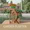Festival Depot Outdoor Planter Wagon Wheel Double-Tier Wooden Shelf Raised Garden Decor Flower Holder Stand for Patio Deck Lawn