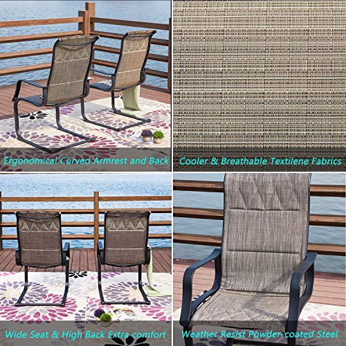 Festival Depot Outdoor Dining Chairs Set of Patio Armchairs with Textilene Fabric and High Back All Weather Metal Furniture for Backyard Deck Garden