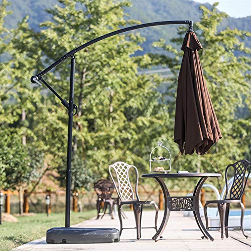 Festival Depot Outdoor Patio Umbrella Offset Cantilever Hanging Sun Umbrella with Hand Crank and Water Base/Stand for Pool Porch Deck Market Lawn