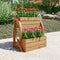 Festival Depot Outdoor Planter Wagon Wheel Double-Tier Wooden Shelf Raised Garden Decor Flower Holder Stand for Patio Deck Lawn
