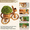 Festival Depot Outdoor Wooden Wagon Tricycle Planter Flower Pot Holder with Bucket Wheels Garden Decorative Barrel Stand for Patio Deck Lawn