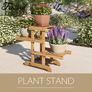 Festival Depot 3-Tier Outdoor Wooden Plant Stand Flower Pot Holder Shelf Indoor Plant Display Rack for Patio Deck Lawn