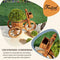 Festival Depot Outdoor Wooden Wagon Tricycle Planter Flower Pot Holder with Bucket Wheels Garden Decorative Barrel Stand for Patio Deck Lawn