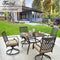 Festival Depot Patio Dining Set 5-Piece Outdoor Metal Furniture Set, 4 Swivel Chairs and 1 Square Dining Table with 1.61" Umbrella Hole for Porch Lawn Garden Balcony Pool Backyard, Black