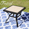Festival Depot Patio Dining Table Outdoor All-Weather Furniture with Black Metal Frame and Tile Top for Poolside Deck Garden