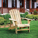 Festival Depot Outdoor Adirondack Chair Patio Wood Chair Rustic Style Log Furniture for Deck Lawn Garden