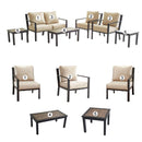 Festival Depot Outdoor Furniture Patio Conversation Sets Loveseat Armchair, All-Weather Black X Slatted Backrest Chairs with Coffee Side Table and Thick Soft Removable Couch Cushions