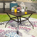 Festival Depot 37  Patio Dining Table with 1.61" Umbrella Hole Square Metal Table Outdoor Furniture for Deck Poolside Garden (Black)