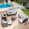 Festival Depot 11 pcs Outdoor Furniture Patio Conversation Set Sectional Corner Sofa Chairs with X Shaped Metal Leg All Weather Brown Rattan Wicker Rectangle Coffee Table with Grey Seat Back Cushions