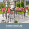 Festival Depot 9-Piece Bar Bistro Patio Outdoor Dining Furniture Sets High Stools 360¡ Swivel Chair with Slatted Steel Curved Armrest Square Side Coffee Side Table Tempered Glass Desktop