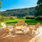 Festival Depot 4 Pieces Patio Conversation Set Outdoor Wood Adirondack Chairs, Loveseat and Coffee Table for Lawn, Deck, Beach, Backyard, Porch, Balcony, Wooden