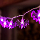 4 Set Halloween Decorative Light-30 LED 10Ft Purple Bat-20 LED 10Ft Pumpkin Lights-20 LED Artificial Tropical Palm Leaves-20 Inch 40 LED Orange Willow Tree