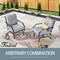 Festival Depot Patio Bistro Dining Chairs Set Outdoor Furniture Steel Frame Armchair with Armrest, Back & Seat Cushions (Set of 2, Grey)