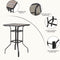 Festival Depot 6pcs Bar Bistro Outdoor Patio Furniture Set High Stool 360° Swivel Armrest Chairs with Comfort Cushion Square DPC Desktop Wood Grain Top Table Metal Steel Frame Leg All-Weather (Beige)