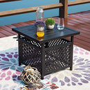 Festival Depot 21" Patio Outdoor Steel Side Table Stand with 1.6" Umbrella Hole Base Bistro Garden Pool Coffee (21.8"x 21.8"x 18.5")