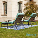 Festival Depot 3Pcs Patio Chair Set of 2 Adjustable Chaise Lounges with with Removable Cushions Pillows and Side Table Outdoor Furniture for Poolside Garden, Light Blue