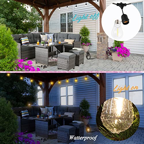 Sports Festival 54 FT Patio String Lights with Shatterproof Plastic S14 LED Bulbs 15 Sockets UL Listed Heavy-Duty Commercial Grade Outdoor String Lights for Porch Garden Yard - Warm White