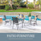 Festival Depot 5 Piece Patio Furniture Set 4 Outdoor Wrought Iron Dining Chairs with Thick Seat Cushions and Square Metal Table with 2.16" Umbrella Hole for Garden Yard Deck
