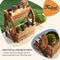 Festival Depot Outdoor Planter Wagon Wheel Double-Tier Wooden Shelf Raised Garden Decor Flower Holder Stand for Patio Deck Lawn
