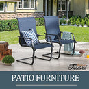 Festival Depot Outdoor Dining Chairs Set of Patio Armchairs with Textilene Fabric and High Back All Weather Metal Furniture for Backyard Deck Garden