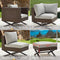 Festival Depot 6pc Patio Conversation Set Sectional Corner Sofa Arm Chairs Set Outdoor All-Weather Wicker Metal Chairs with Thick Soft Seating Back Cushions Square Coffee Table Ottoman Garden Poolside