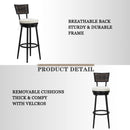 Bar Stool with Thick Cushion Round Seat, 360° Swivel Bar Chair Metal Frame and Foot Pedals