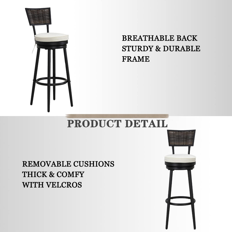 Sports Festival 17.7- Inch Backless Bar Stool Chair with Round Seat, Metal Frame and Foot Pedals for Patio and Outdoor Bar Seating, Black