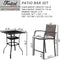 Festival Depot 3 Pcs Patio Bar Set of 2 Wicker Stools with Cushions Rattan High Armchairs and Counter Table in Metal Frame Outdoor Furniture for Bistro Garden