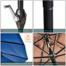Festival Depot 9Ft Round Patio Umbrella Outdoor Market Table Umbrella with Hand Crank Open System Without Base or Stand for Deck Porch Pool Balcony