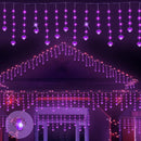 4 Set Halloween Decorative Light-70 LED Purple Spider Lights-150 LED 15 Ft Purple Icicle Lights-Halloween LED Hello Wreath-20 LED Artificial Tropical Palm Leaves