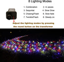 4 Set of Christmas Decorations Lights-66 Ft 200 LED Purple String Lights-300 LED Net Lights-20 Ft 40 LED Snowflake String Lights-14 LED Santa Claus Stake Lights