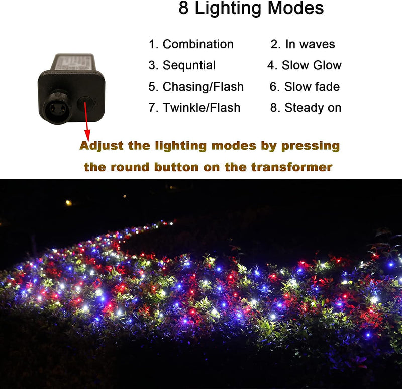 4 Set of Christmas Decorations Lights-260 LED Curtain Lights-200 LED Outdoor String Lights-300 LED Christmas Tree String Lights-300 LED Net Lights