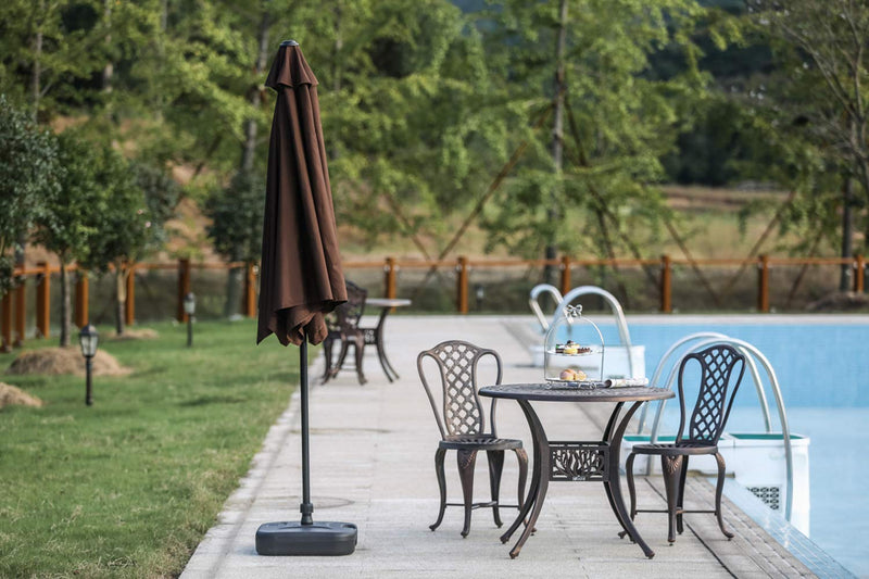 Festival Depot 9Ft Round Patio Umbrella Outdoor Market Table Umbrella with Hand Crank Open System Without Base or Stand for Deck Porch Pool Balcony