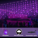 4 Set Halloween Decorative Light-70 LED Purple Spider Lights-150 LED 15 Ft Purple Icicle Lights-Halloween LED Hello Wreath-20 LED Artificial Tropical Palm Leaves