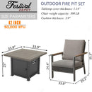 Sports Festival Fire Pit Table Set of Propane Fire Table and 4 Wicker Chairs with Thick Cushions and Rattan Back for Patio Outdoor Furniture, CSA Certification