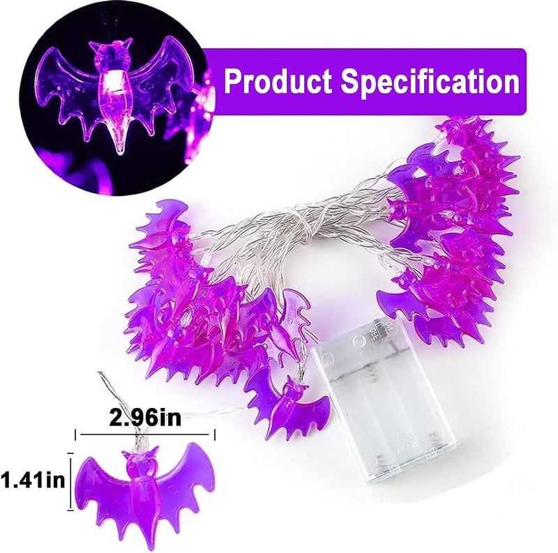 4 Set Halloween Decorative Light-20 LED Skeletons Lights-20 LED 10 Ft Eyeball Lights-70 LED 23Ft Purple Bat-20 Inch 40 LED Purple Willow Tree