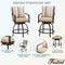 Festival Depot 6pcs Bar Bistro Outdoor Patio Furniture Set High Stool 360° Swivel Armrest Chairs with Comfort Cushion Square DPC Desktop Wood Grain Top Table Metal Steel Frame Leg All-Weather (Beige)