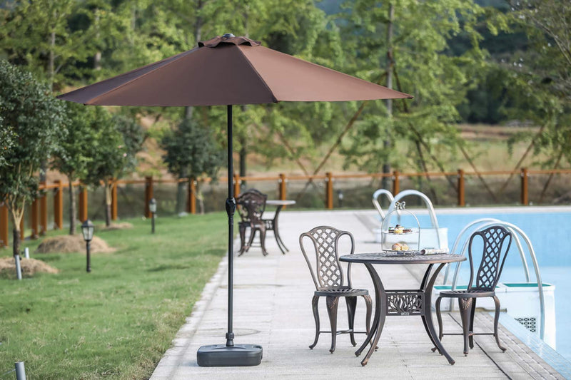 Festival Depot 9Ft Round Patio Umbrella Outdoor Market Table Umbrella with Hand Crank Open System Without Base or Stand for Deck Porch Pool Balcony