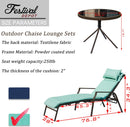 Festival Depot 3 Pieces Outdoor Patio Chaise Lounge Adjustable Back Chairs Set of 2 Chairs and 1 Bistro Table for Lawn Garden Balcony Pool Backyard with Removable Detachable Cushions
