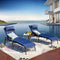 Festival Depot 3 Pieces Outdoor Patio Chaise Lounge Adjustable Back Chairs Set of 2 Chairs and 1 Bistro Table for Lawn Garden Balcony Pool Backyard with Removable Detachable Cushions