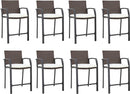 Breezy Elegance Wicker Bar Stools Patio Rattan Armrests Bar Chairs Set with Beige Cushions Footrests and Metal Frame