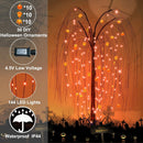 4 Set Halloween Decorative Light-30 LED 10Ft Purple Bat-20 LED 10Ft Pumpkin Lights-Halloween LED Hello Wreath-144 LED 4 Ft Light Up Willow Tree