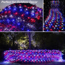 4 Set of Christmas Decorations Lights-300 LED Net Lights--30 LED Mini Wooden House String Lights-80 LED Snowflake Fairy Lights-260 LED Curtain Lights