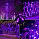 4 Set of Christmas Decorations Lights-66 Ft 200 LED Purple String Lights-300 LED Net Lights-20 Ft 40 LED Snowflake String Lights-14 LED Santa Claus Stake Lights