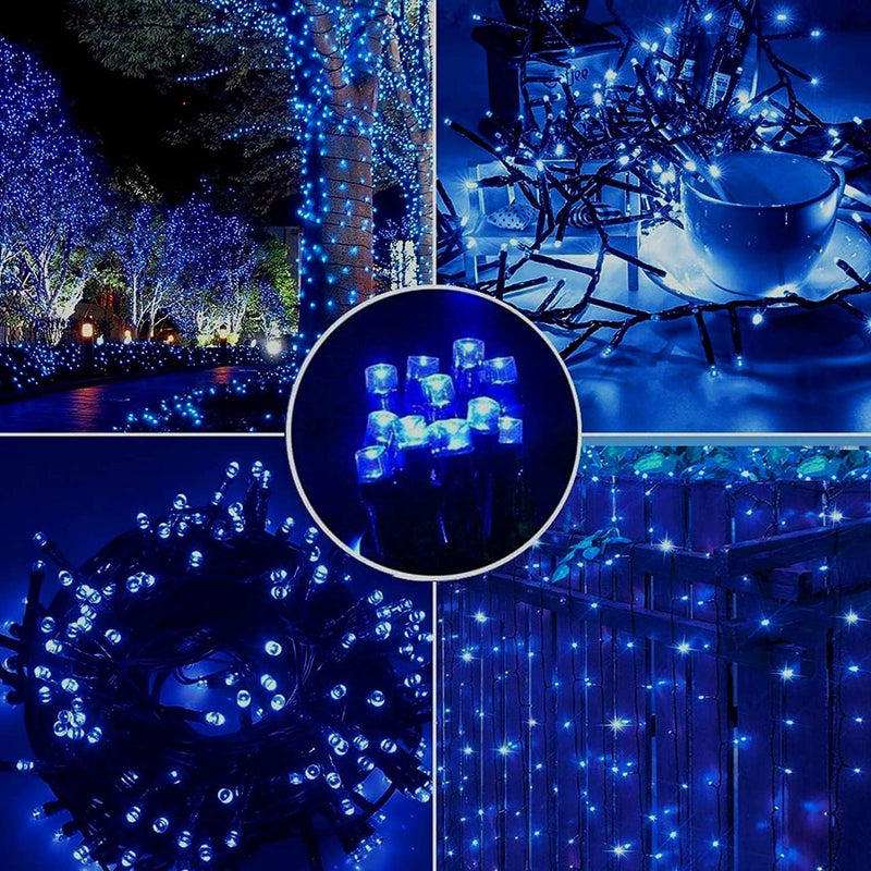 4 Set of Christmas Decorations Lights-80 Ft 240 Blue LED String Lights-240 LED Multicolor String Lights-100 LED Outdoor Rope String Lights-14 LED Santa Claus Stake Lights