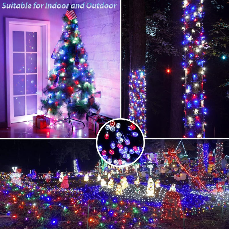 4 Set of Christmas Decorations Lights-200 LED Outdoor String Lights-20 Ft 40 LED Snowflake String Lights-200 LED Solar Fairy/Starry String Lights-260 LED Curtain Lights