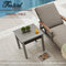 Festival Depot Patio Side Table Square Bistro Table in Metal Frame with Rattan Wicker Outdoor Furniture for Porch Deck Grey (22.5"x22.5"x21.9"H)