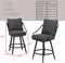 Festival Depot 2 Pcs Outdoor Swivel Bar Height Stools Patio Dining Armchair with Wicker Back Metal Frame Removable Cushion for Bistro Bar Indoor Home Counter Garden Pool (Grey)