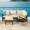 Festival Depot 5 Pieces Patio Furniture Set All-Weather Rattan Wicker Metal Frame Sofa Chair Outdoor Conversation Set Sectional Corner Couch with Cushions, Ottoman and Coffee Table for Deck Poolside